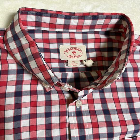 Brooks Brothers Red Fleece Button Up Men's XL Luxury Cotton Red White Preppy - Picture 3 of 8